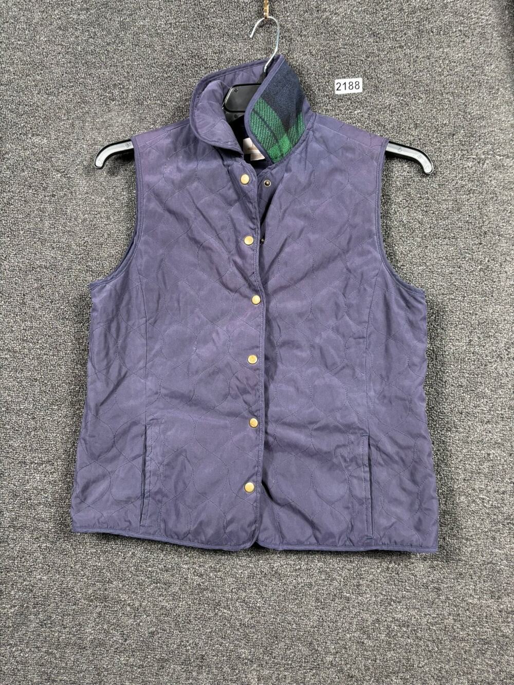 EP Pro Vest Jacket Womens Size S Navy Fleece Lining Quilted Snap Buttons